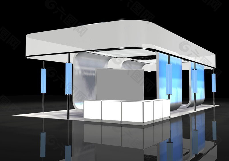 简单3D现代化展厅设计效果图