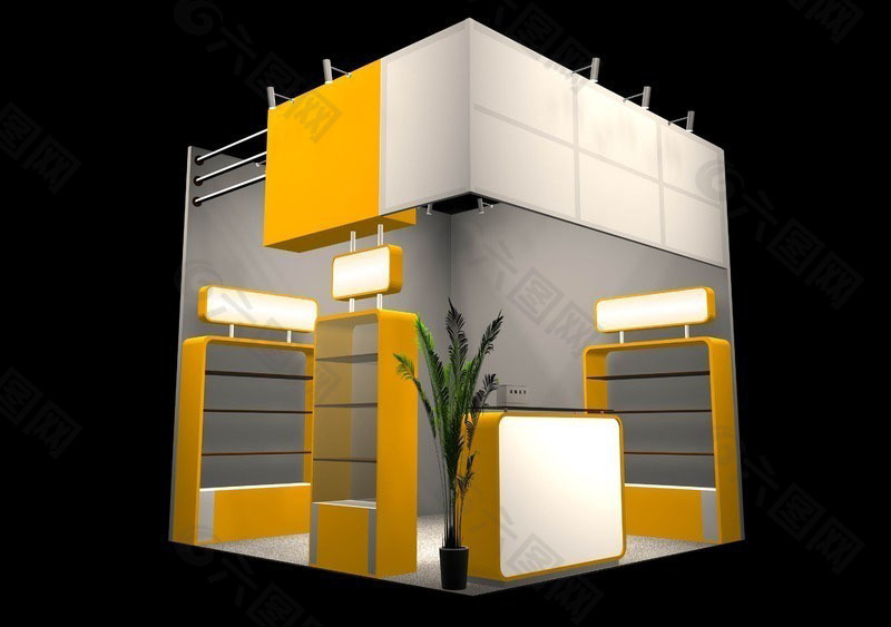 简洁黄色小型商业展厅设计