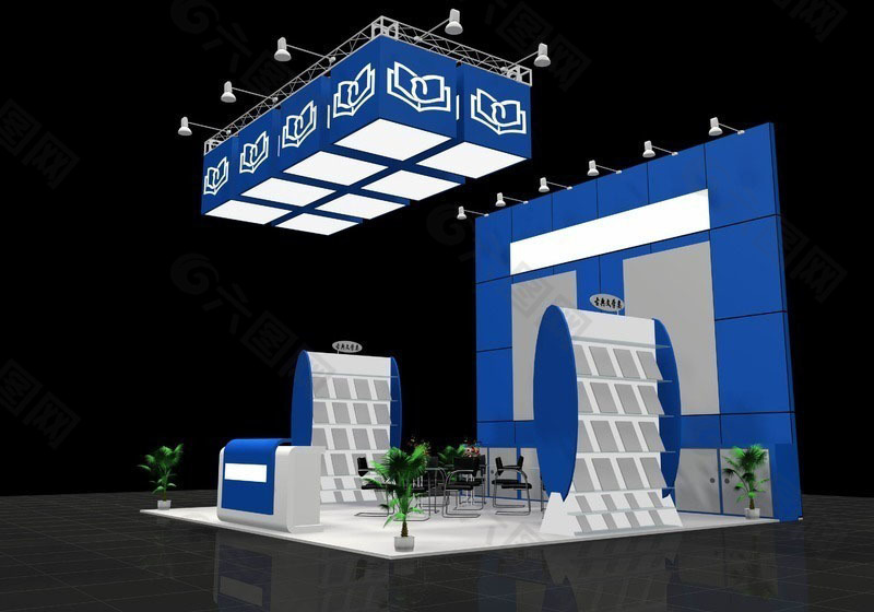 创意绚丽蓝色商业展厅设计