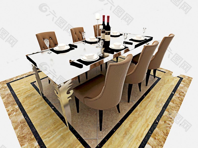 欧式六人餐桌