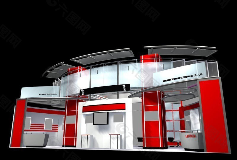 红色华丽展示厅设计模型