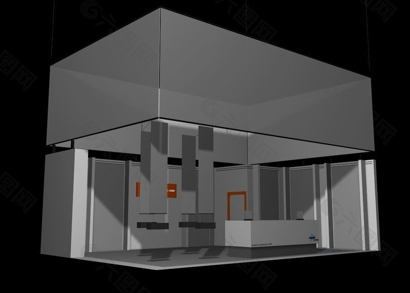 灰色展厅效果图3d模板素材