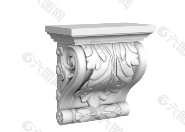 欧式石膏雕花角线柱头3D模型