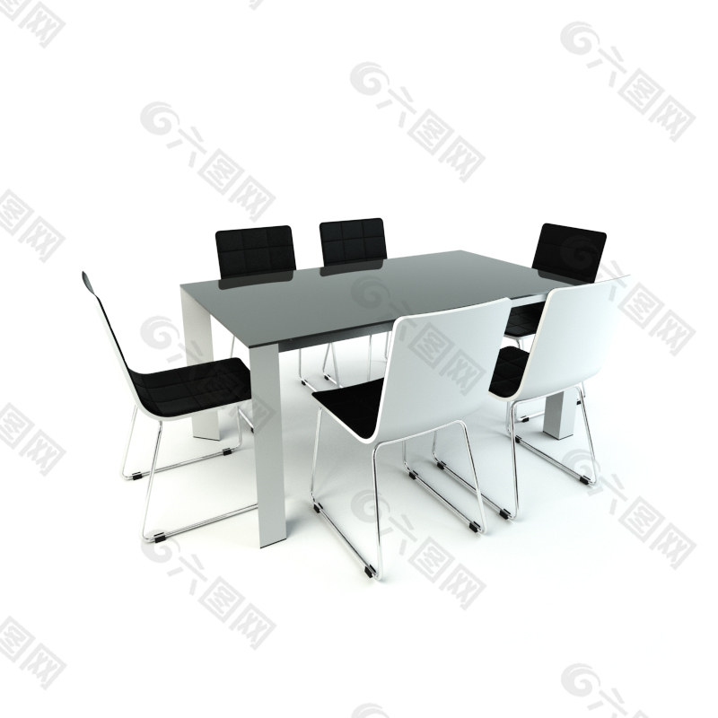 黑白双色餐桌