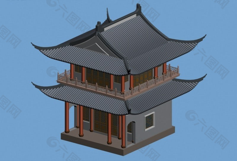 中国古建筑寺院模型