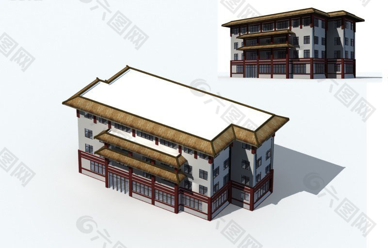 中国古建筑酒楼模型