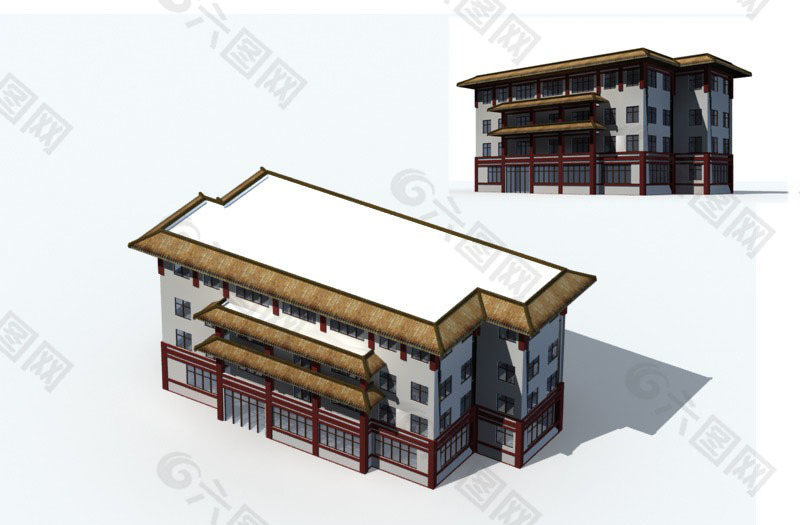 中式古建筑3d模型设计