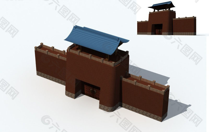 中国古代建筑城门楼3D模型