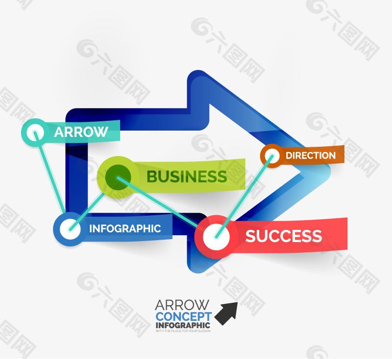 创意剪纸箭头商务概念图矢量素材