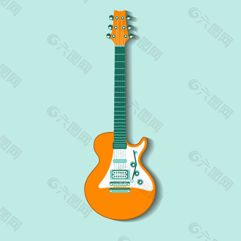 精美橘色吉他设计矢量素材