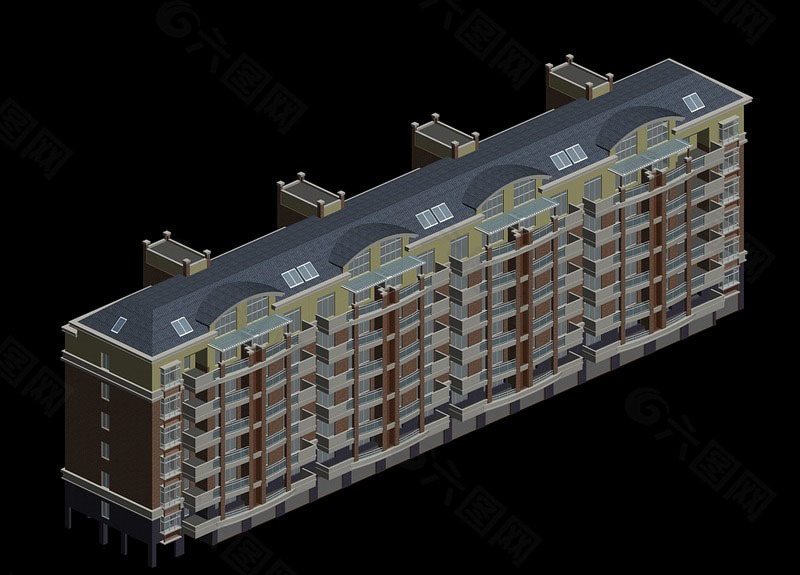 钩心斗角多层建筑模型