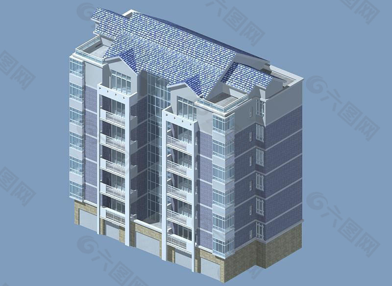 琼楼玉宇多层建筑模型