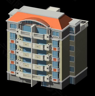 豪华精致多层建筑模型3d设计