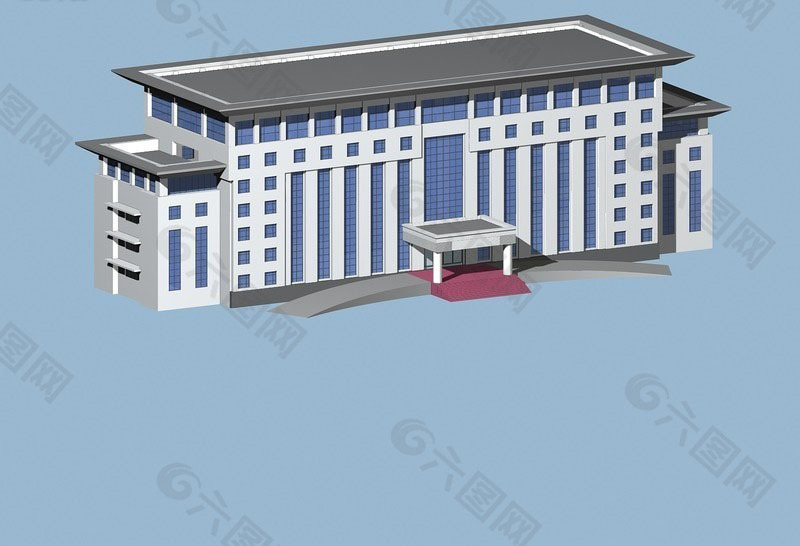 庄严的公共建筑办公楼领事馆设计模型