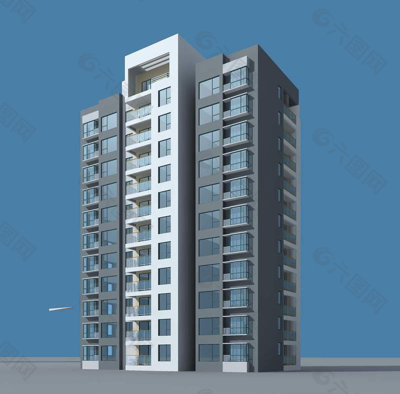 现代时尚高层住宅建筑3D模型