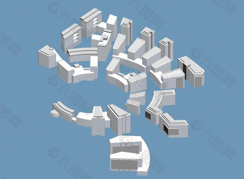 围形圈建筑规划3D模型