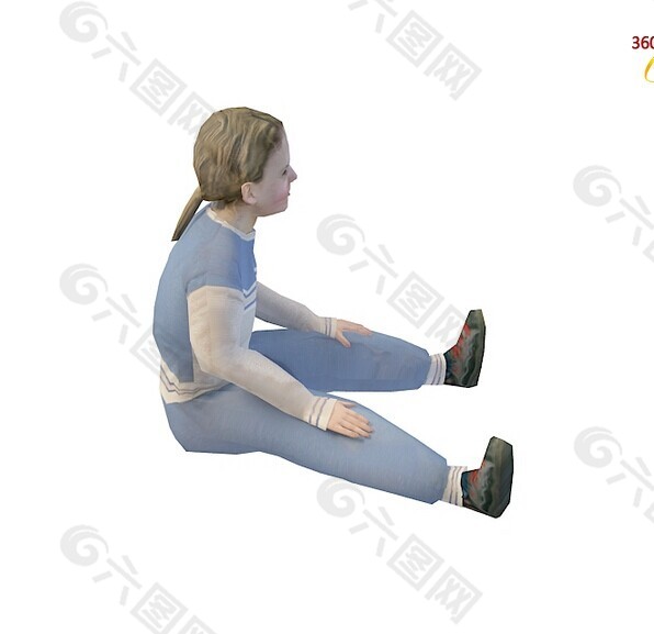 坐地上的女人3d模型