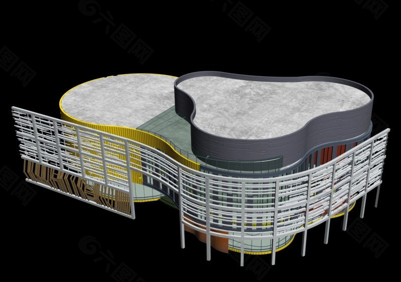 异型艺术风格商业大厦3D模型设计