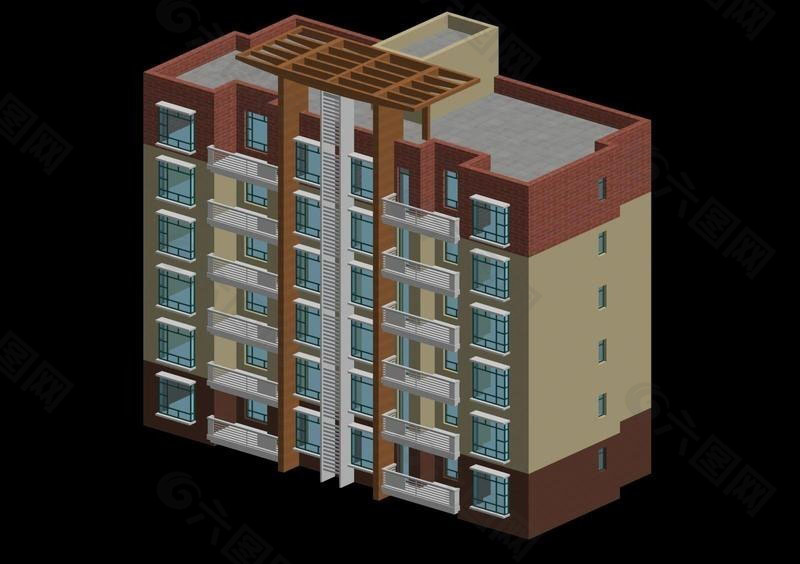 独栋多层住宅区建筑3D模型设计