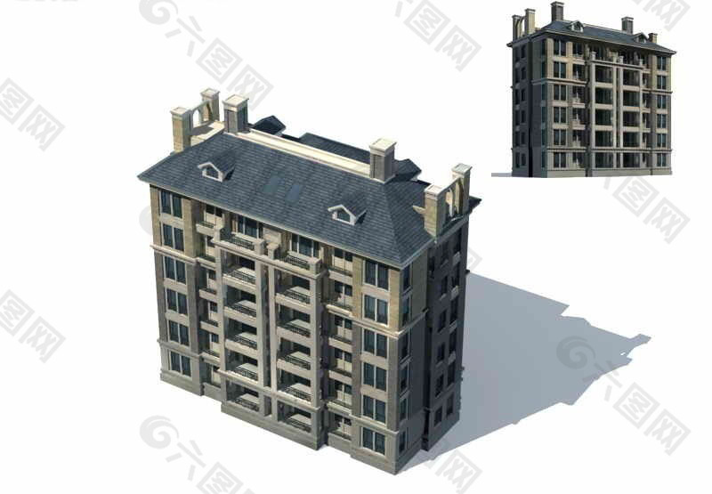 欧式独栋多层住宅楼3D模型设
