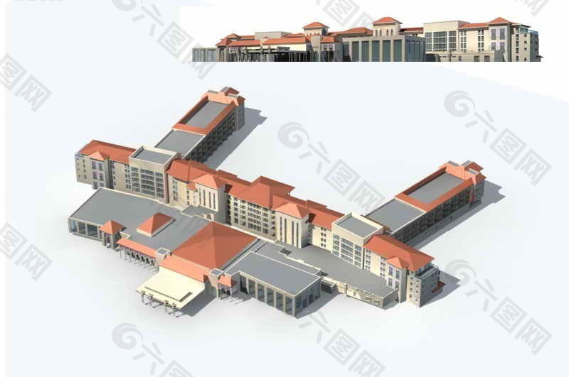 现代商业大厦建筑群3D模型
