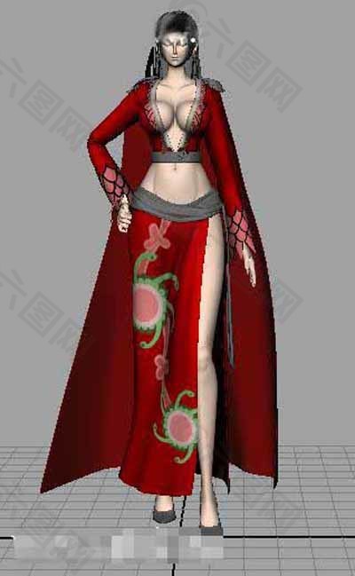 红色旗袍美女模型