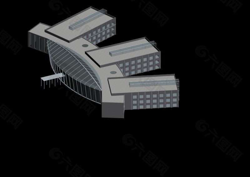 豪华现代风格公共建筑设计3D模型