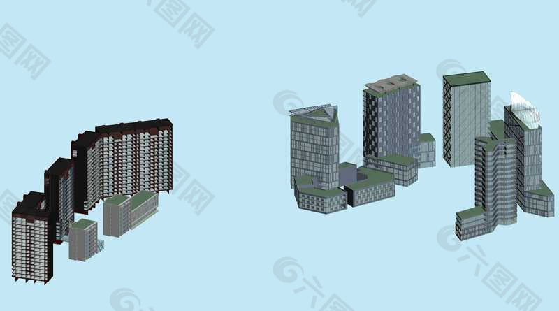 高层和多层建筑规划3D模型