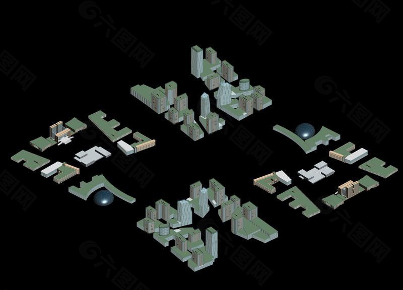 绿色建筑规划3D模型
