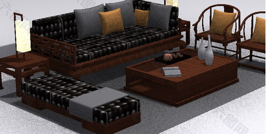 中式风格组合沙发模型