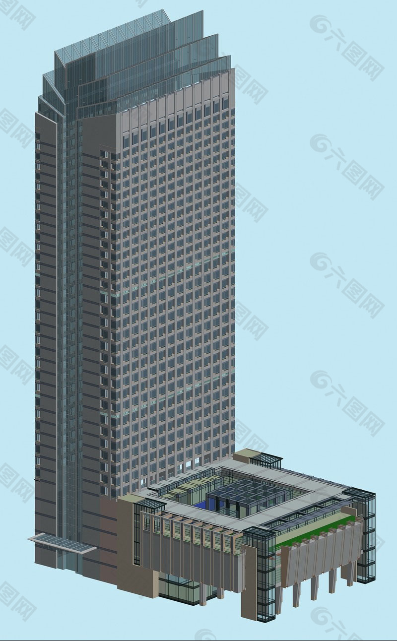 现代时尚高层办公大楼3D模型