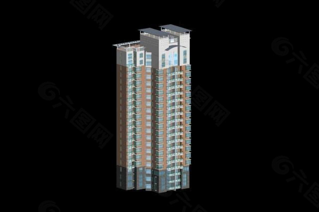简洁风格高层住宅楼3D模型素材