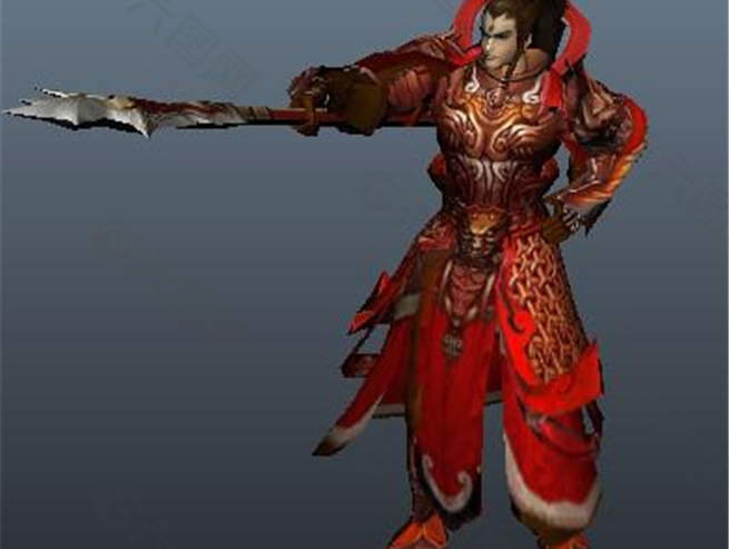 红色服装角色游戏模型