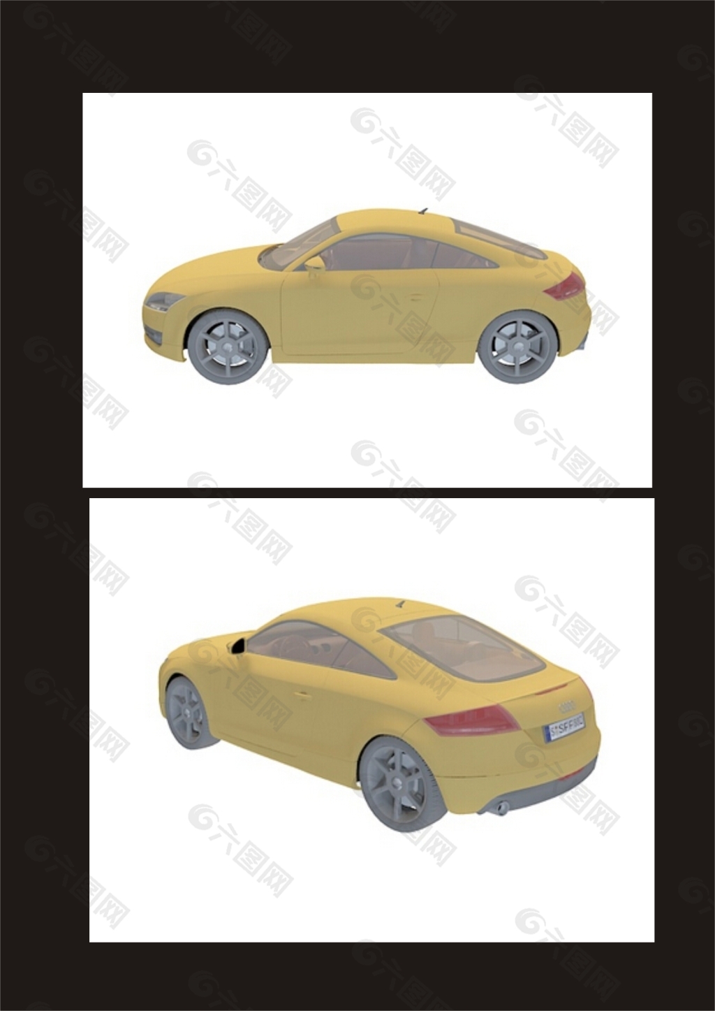 黄色奥迪轿车3d模型