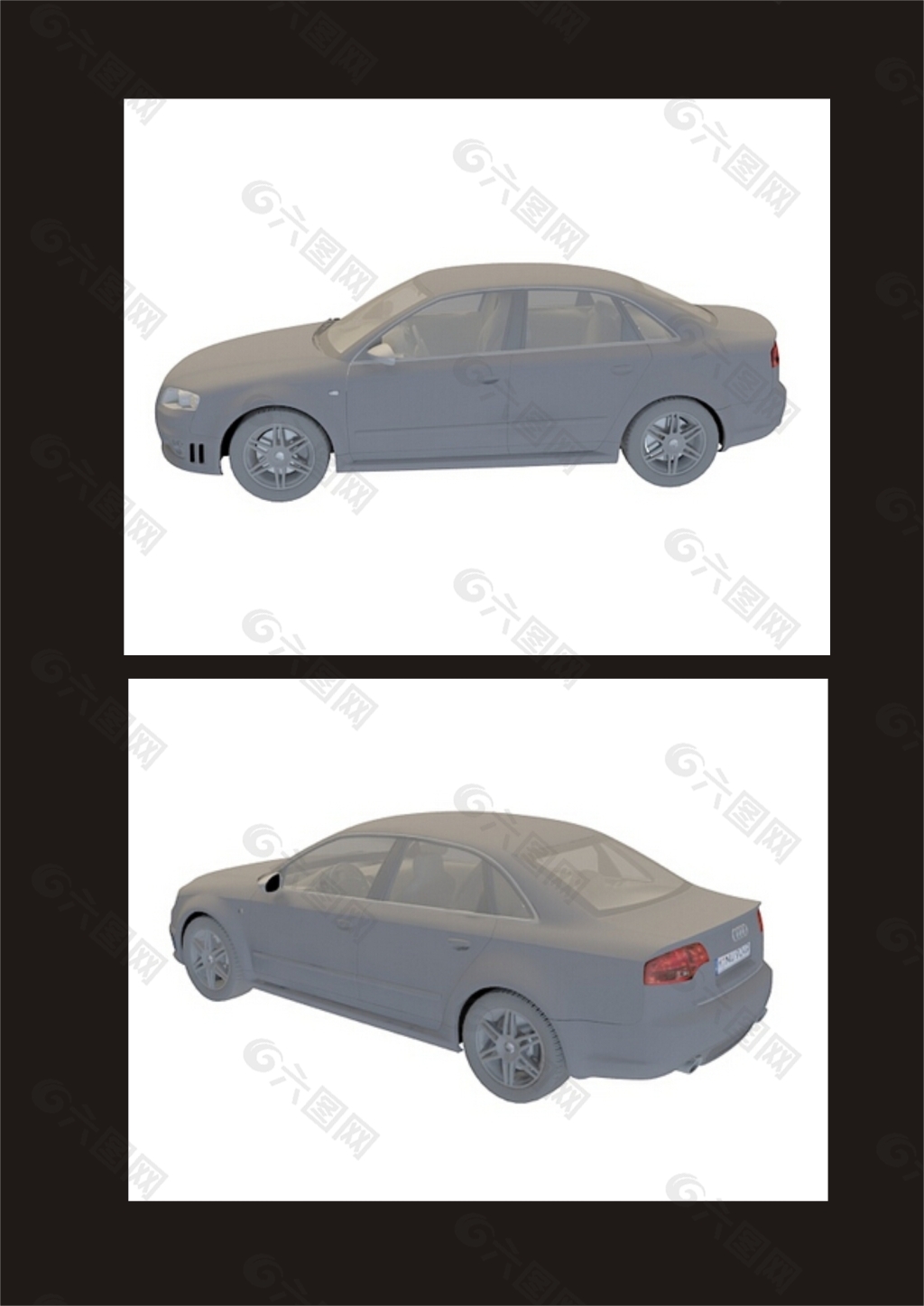 灰色奥迪轿车3d模型