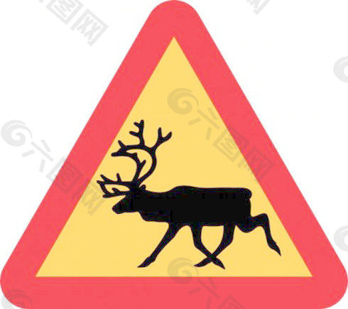 警告驯鹿路标剪贴画