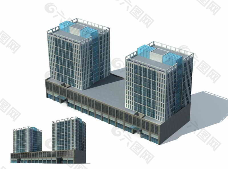 商业中心高层商业大厦建筑群3D模型