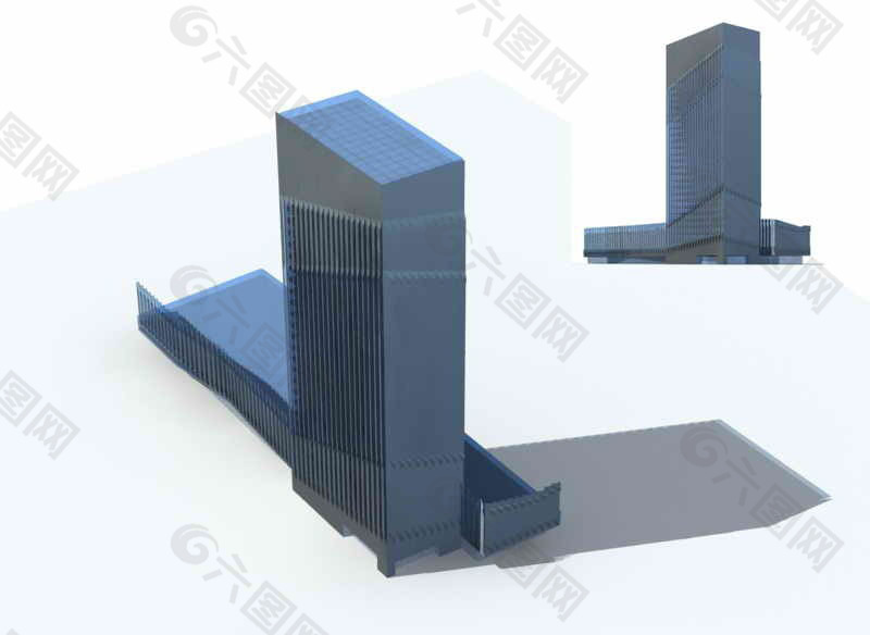 现代高层商业大厦建筑群3D模型