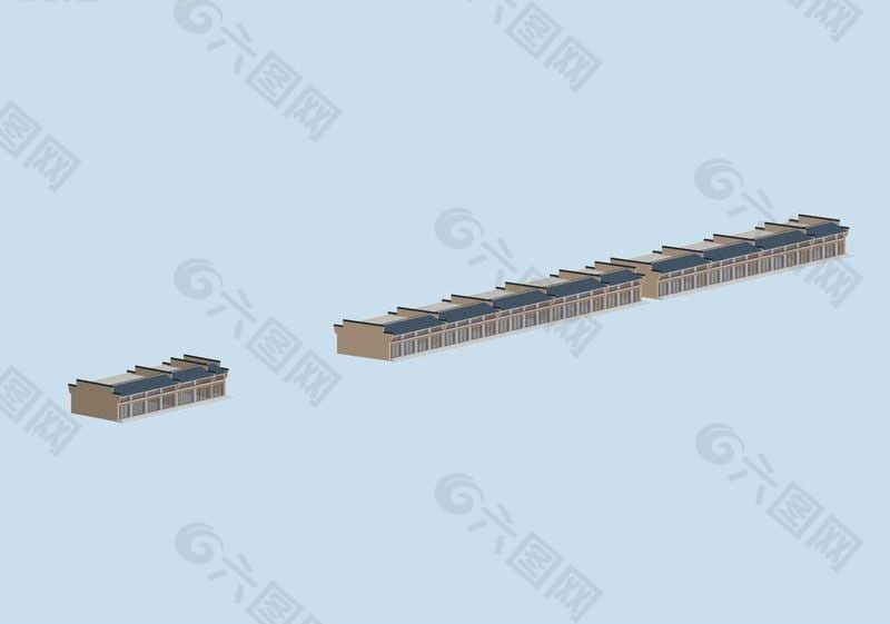 沿街商业街建筑群3D模型设计