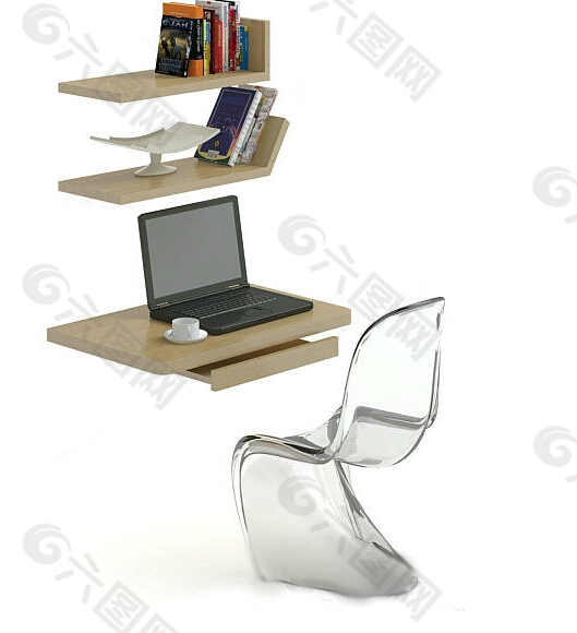 个性书桌椅组合模型