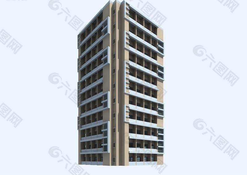 现代高层住宅楼3D模型设计