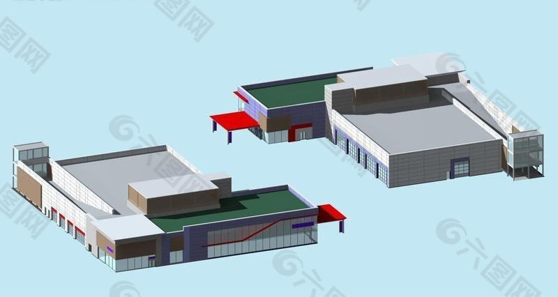 现代风简单厂房设计3D模型
