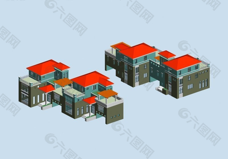别墅区建筑群3D模型设计