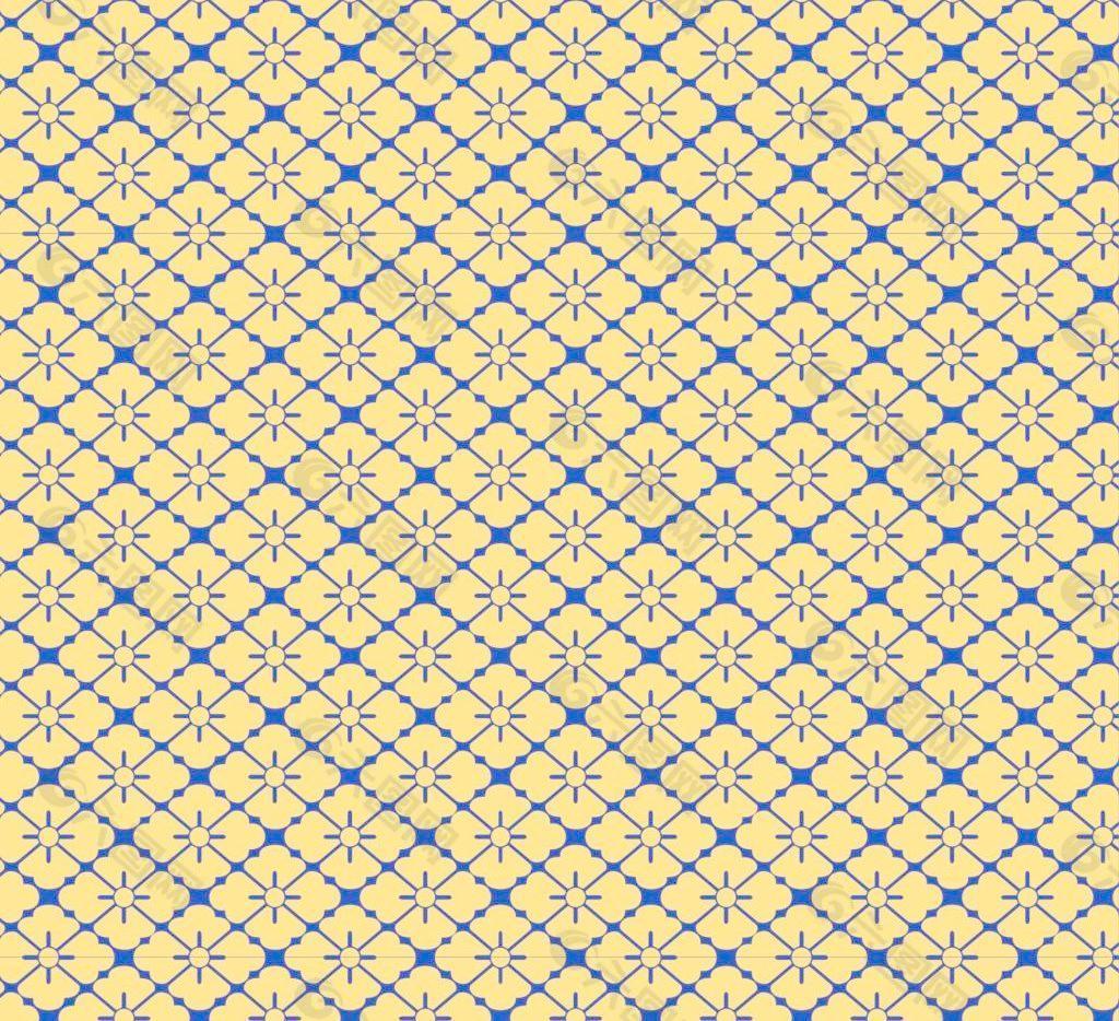 黄蓝规则图案组合底纹