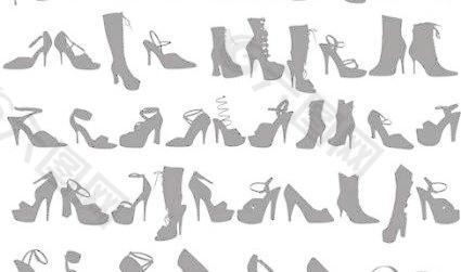 美容时尚鞋剪影矢量图形