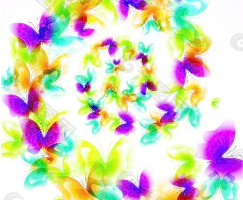 绚丽的蝴蝶花纹矢量图1