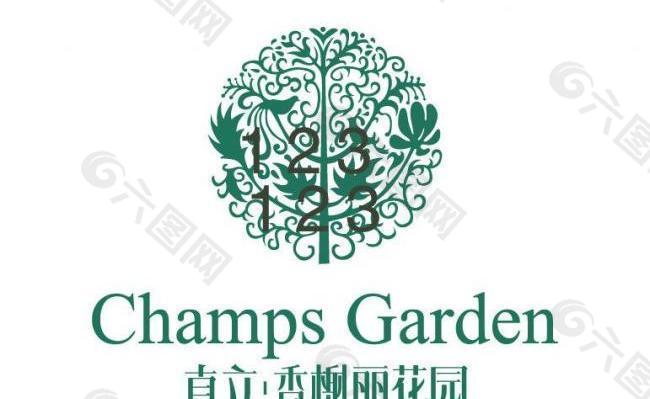 直立 香榭丽花园标志logo图片