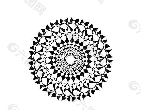 黑白圆形花纹矢量图