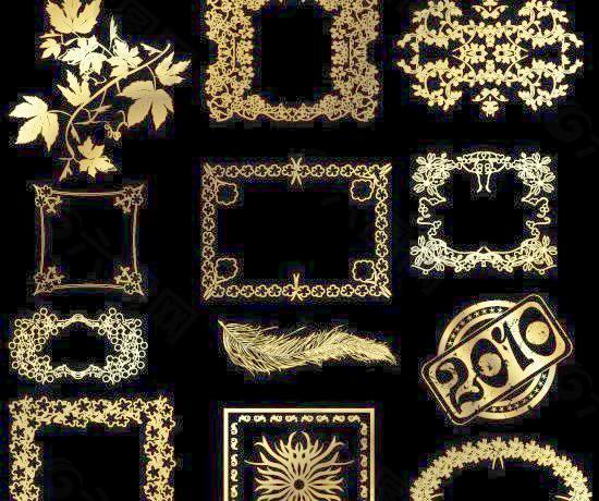 金色花纹边框矢量图