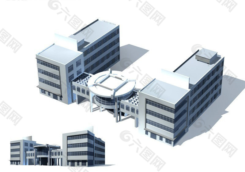 时尚风格公共建筑办公楼3D模型